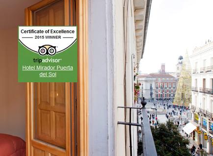 Hotel El Mirador de la Puerta del Sol | MADRID | Tripadvisor 2015<br />Certificate of Excellence
